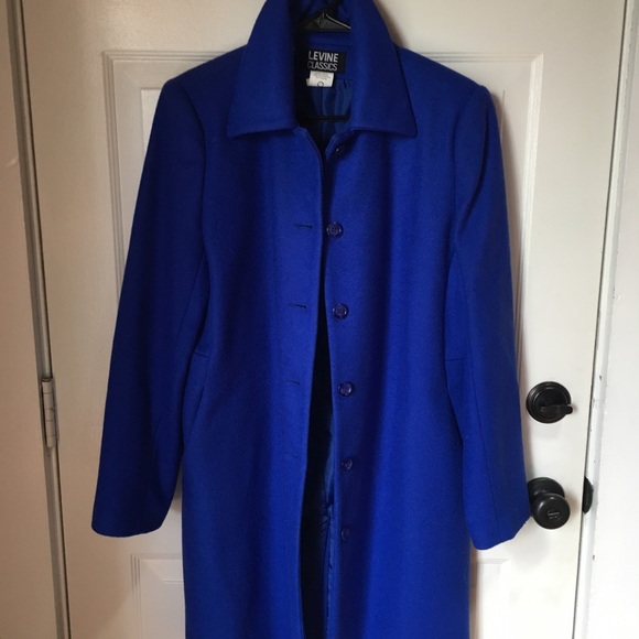 LARRY LEVINE Stunning Blue 💯 % Wool Coat ☃️⛄️ - Picture 5 of 14